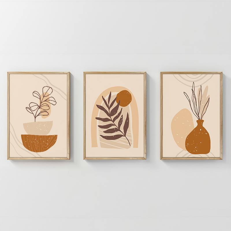409-000245 Wall art in frame Zephy triptyque with digital print 33x1.5x48cm - Слика 1