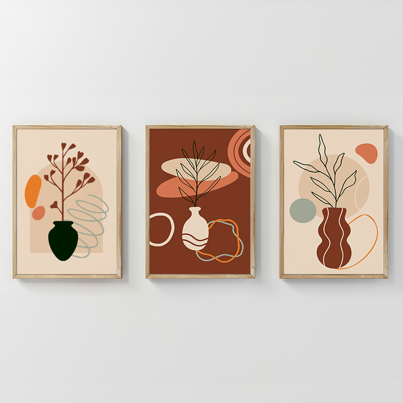 409-000246 Wall art in frame Nyra triptyque with digital print 33x1.5x48cm - Слика 1