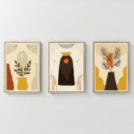 Wall art in frame Caelo triptyque with digital print 33x1.5x48cm