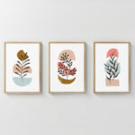 Wall art in frame Thera triptyque with digital print 33x1.5x48cm