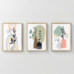 Wall art in frame Thalyn triptyque with digital print 33x1.5x48cm