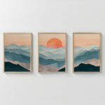 Wall art in frame Sylis triptyque with digital print 33x1.5x48cm