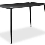 Dining table Vincenzo with glass top in black color 120x80x75cm