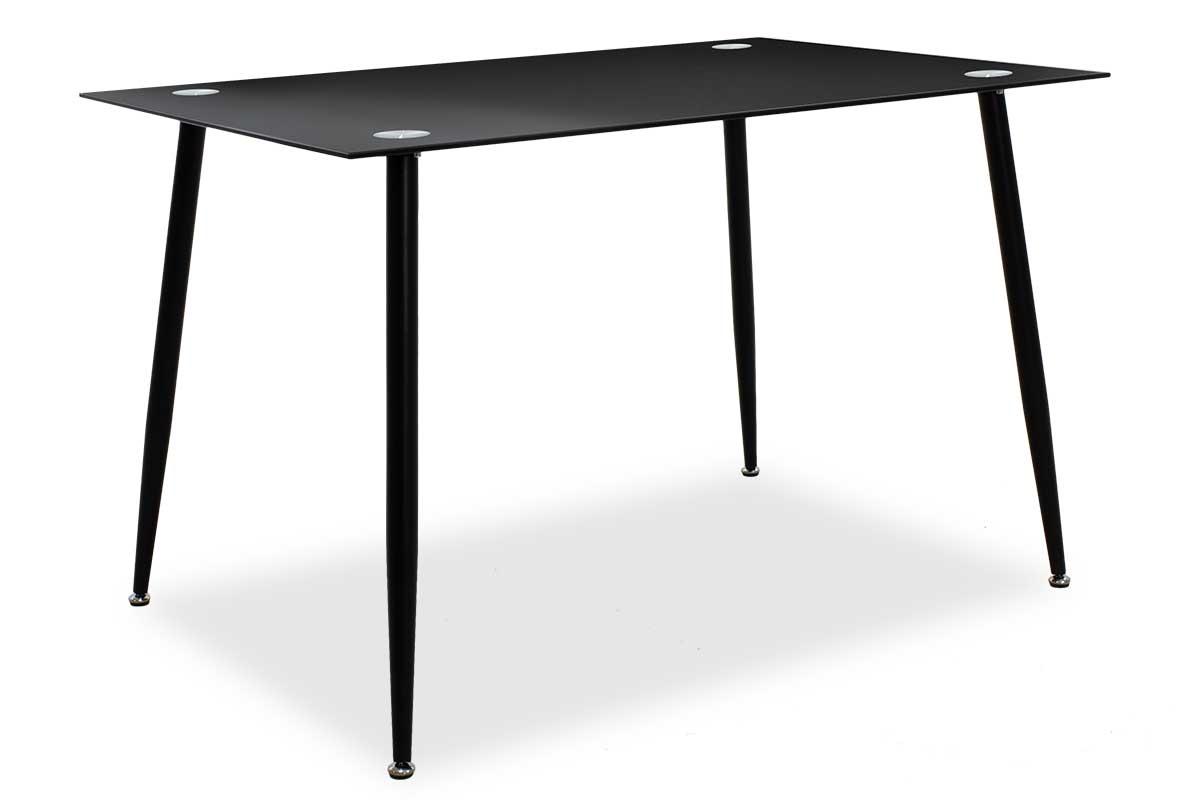 029-000027 Dining table Vincenzo with glass top in black color 120x80x75cm - Image 1