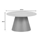 Coffee table Soleire Inart white marble sintered stone-metal base D70x41.5cm - Image 5