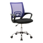 Berto II recline office chair with mesh fabric in blue-black shade and chrome base 60x48x85-95cm