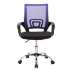 Berto II recline office chair with mesh fabric in blue-black shade and chrome base 60x48x85-95cm - Слика 4