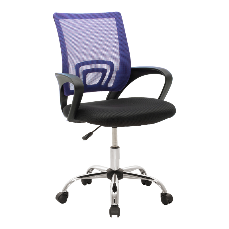029-000415 Berto II recline office chair with mesh fabric in blue-black shade and chrome base 60x48x85-95cm - Image 1