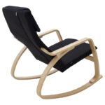 Rocking Armchair Zenia  fabric black-natural wooden frame - Слика 3