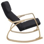Rocking Armchair Zenia  fabric black-natural wooden frame - Слика 4