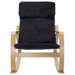 Rocking Armchair Zenia  fabric black-natural wooden frame - Слика 5