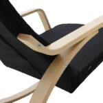 Rocking Armchair Zenia  fabric black-natural wooden frame - Слика 6