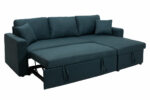Corner Marvel sofa bed reversible with storage space in blue fabric 220x145x83cm - Image 3