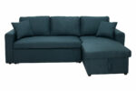 Corner Marvel sofa bed reversible with storage space in blue fabric 220x145x83cm - Image 4