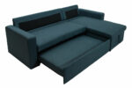 Corner Marvel sofa bed reversible with storage space in blue fabric 220x145x83cm - Image 6