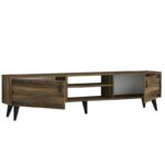 TV Stand PWF-0283 in dark walnut and black color 180x30x41cm - Image 4