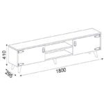 TV Stand PWF-0283 in dark walnut and black color 180x30x41cm - Image 6