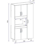 Ντουλάπα κουζίνας Defne χρώμα λευκό-καρυδί 89x37.5x160εκ - Image 6