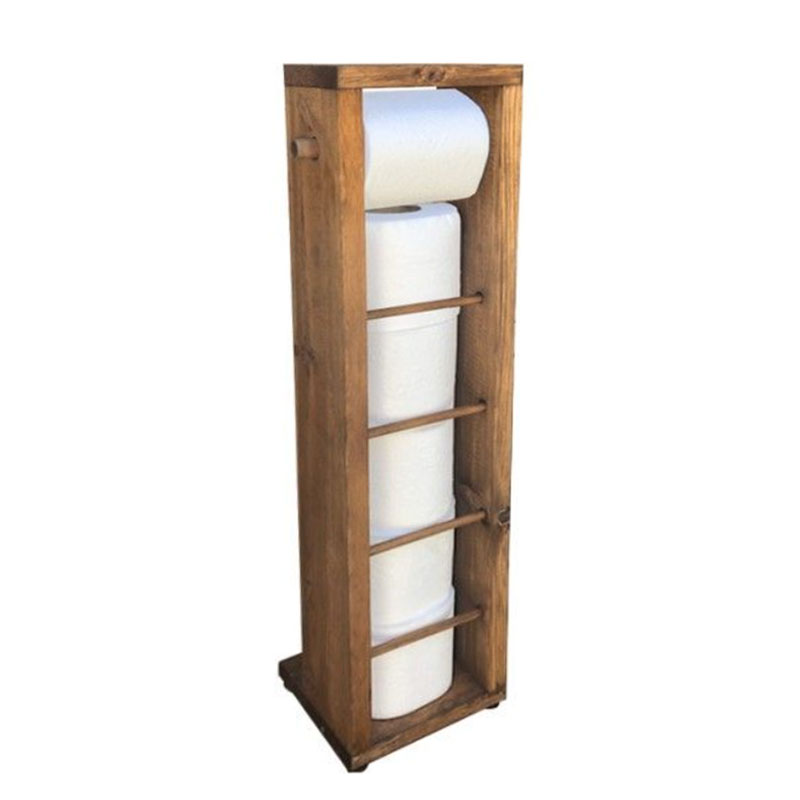 120-000161 Toilet roll stand Laila walnut 15x15x56cm - Слика 1