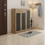 Shoe cabinet Sante 30 pairs in sonoma-dark grey color 120x37x123cm