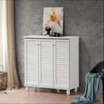 Shoe cabinet Santo 16 pairs in white color 89.5x34.5x91.5cm