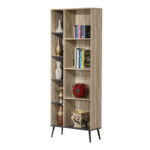 Bookcase Zezan in sonoma-dark grey color 76.5x30x200.5cm