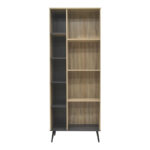 Bookcase Zezan in sonoma-dark grey color 76.5x30x200.5cm - Image 3
