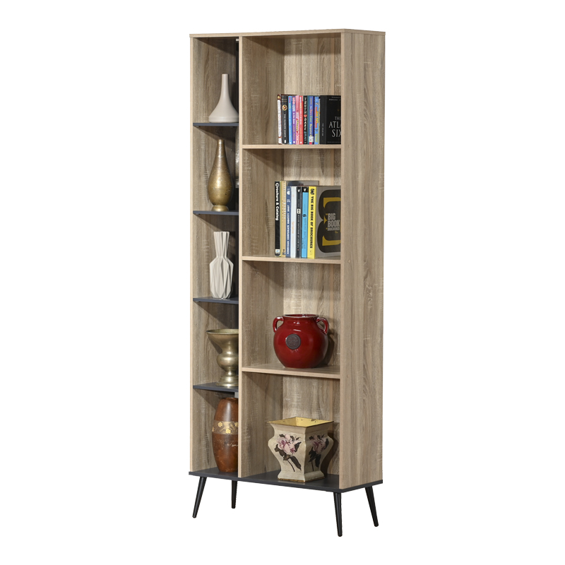 123-000257 Bookcase Zezan in sonoma-dark grey color 76.5x30x200.5cm - Image 1