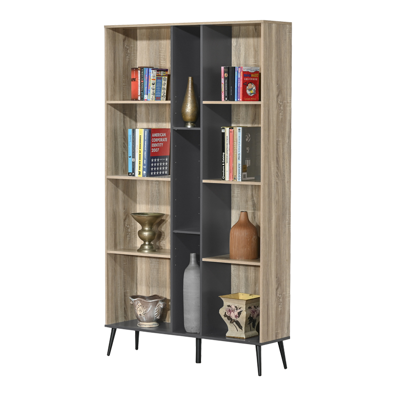 123-000258 Bookcase Zezan in sonoma-dark grey color 114x30x200.5cm - Image 1