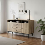 Buffet Zezan in sonoma-dark grey color 140.5x41.5x80cm