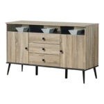 Buffet Zezan in sonoma-dark grey color 140.5x41.5x80cm - Image 3