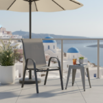 Calan stackable metal armchair anthracite-textilene anthracite 54x74x91cm - Слика 4