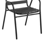 Armchair Sussie stack black metal with aluminium slats 54x58x78cm - Image 5