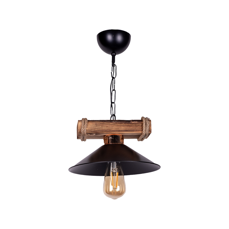 193-000123 Ceiling lamp Arique E27 black metal D25x70cm - Image 1