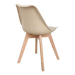 Elijah-Gaston dining table set of 3 pp-pu in taupe-white color with natural legs Φ60x74cm - Image 4