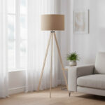 Φωτιστικό δαπέδου PWL-1060 Ε27 φυσικό-μόκα Φ38x140εκ - Image 2