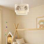 Παιδικό φωτιστικό οροφής μονόφωτο PWL-1096 Ε27 λευκό-γκρι Φ30x20εκ - Image 2