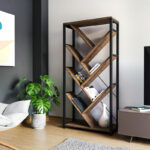 Bookcase Alex natural-black 74x30x153cm - Слика 2
