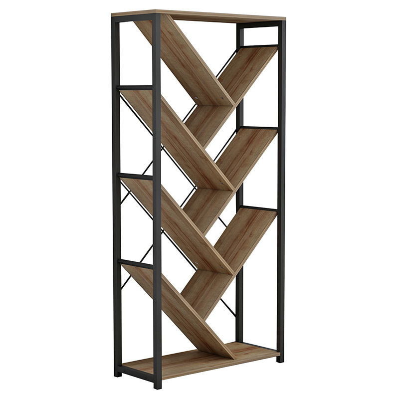 230-000014 Bookcase Alex natural-black 74x30x153cm - Слика 1