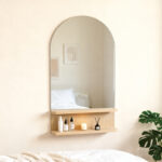 Mirror with shelf Mensola mdf in natural shade 45.7x12.7x76.2cm - Image 2