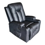 Relax armchair with massage mechanism Gessel PU in black shade 80x90x98cm