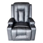 Relax armchair with massage mechanism Gessel PU in black shade 80x90x98cm - Слика 3