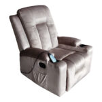 Relax armchair with massage mechanism Gessel velvet in gray shade 80x90x98cm