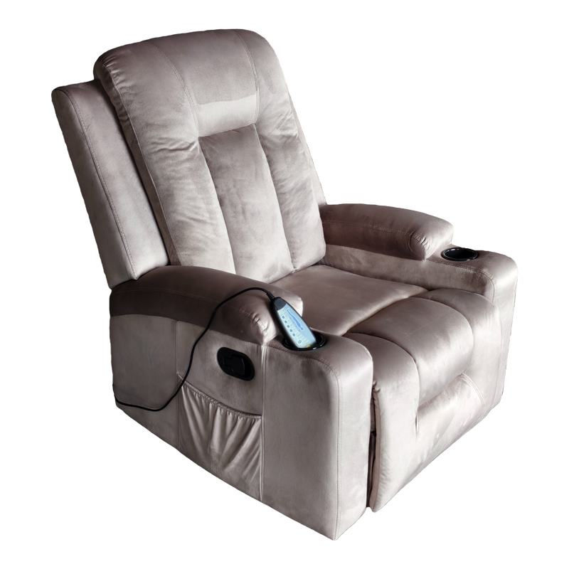331-000010 Relax armchair with massage mechanism Gessel velvet in gray shade 80x90x98cm - Слика 1