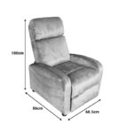 Relax armchair Norva velvet in grey shade 68.5x86x100cm - Image 4