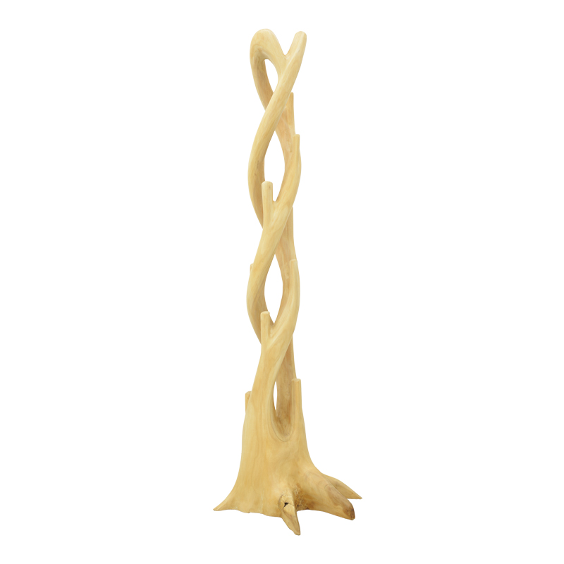 336-000032 Floor-standing coat rack Gantou suar wood in natural shade 40x40x200cm - Image 1