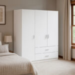 Royal three-leaf wardrobe white 150x58x177cm - Слика 3