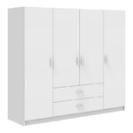 Royal four-leaf wardrobe with drawers and loft white 200x58x230cm - Image 2