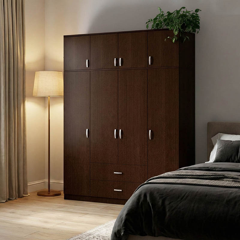 361-000123 Royal four-leaf wardrobe with drawers and loft wenge 200x58x230cm - Слика 1