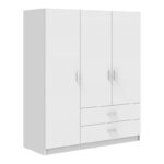 Royal three-leaf wardrobe with drawers and loft white 150x58x230cm - Image 2